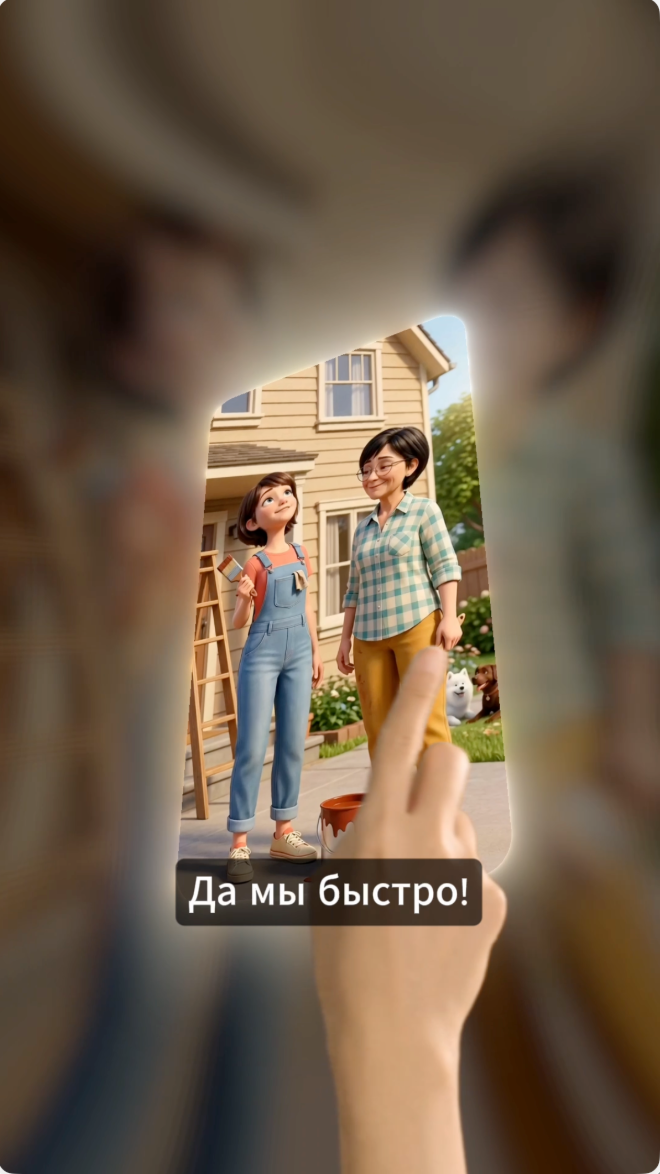 Кадр через экран телефона, героини обещают справиться быстро